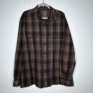 Kuhl Tan Gray Plaid Button Down‎ Shirt Size XXL Eluxur Ionik Camping Outdoors